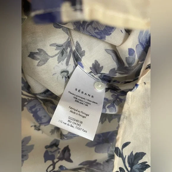 RARE Sezane Pierro Shirt in Blue Floral - Picture 8 of 9